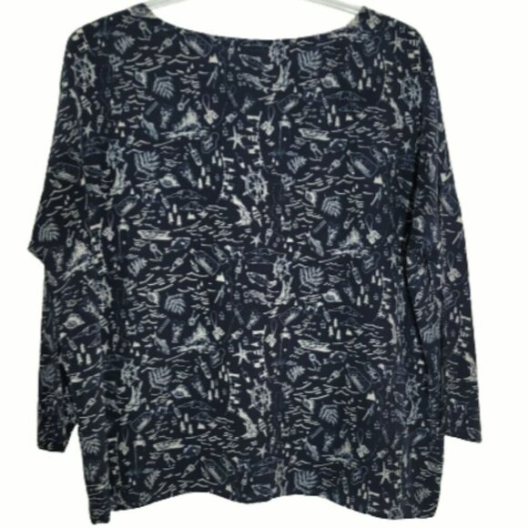 Steven Allen 100% silk nautique crop boxy blouse Oversize - Picture 3 of 7